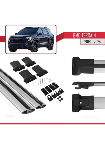 Gmc Terrain 2018-2024 Arası ile Uyumlu Fly Model Ara Atkı Tavan Barı Gri 2 Adet indirimleri