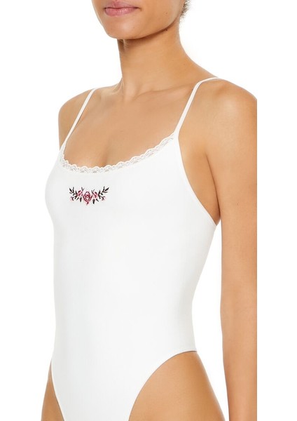 Dikişsiz Gül Desenli Bodysuit