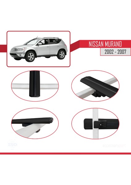 Nissan Murano 2002-2007 Arası ile Uyumlu Basıc Model Ara Atkı Tavan Barı Siyah 3 Adet fırsatları