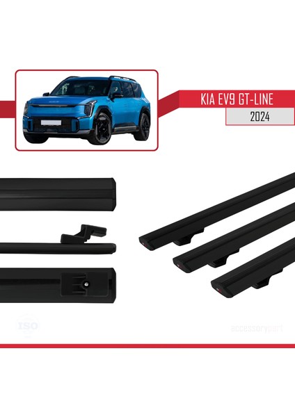Kıa Ev9 Gt-Lıne 2024 ve Sonrası ile Uyumlu Basıc Model Ara Atkı Tavan Barı Siyah 3 Adet modelleri