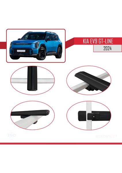 Kıa Ev9 Gt-Lıne 2024 ve Sonrası ile Uyumlu Basıc Model Ara Atkı Tavan Barı Siyah 3 Adet fırsatları