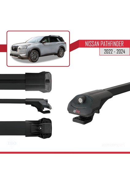Nissan Pathfinder 2022-2024 Arası ile Uyumlu Ace-1 Ara Atkı Tavan Barı Siyah 3 Adet modelleri