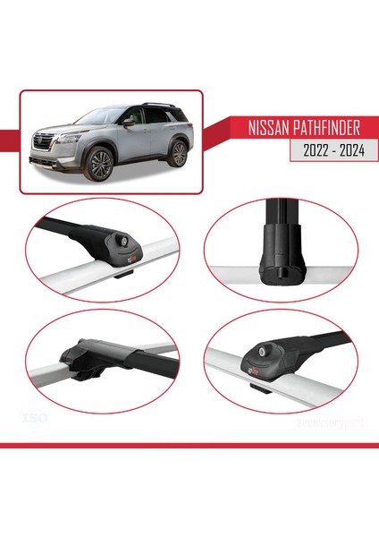 Nissan Pathfinder 2022-2024 Arası ile Uyumlu Ace-1 Ara Atkı Tavan Barı Siyah 3 Adet fırsatları