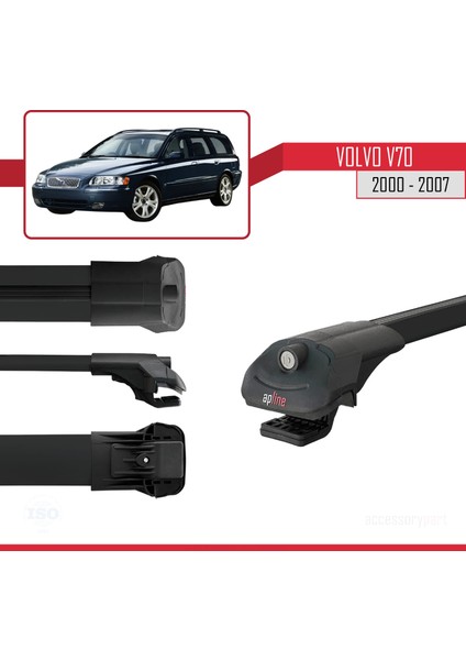 Volvo V70 2000-2007 Arası ile Uyumlu Ace-1 Ara Atkı Tavan Barı Siyah 3 Adet modelleri