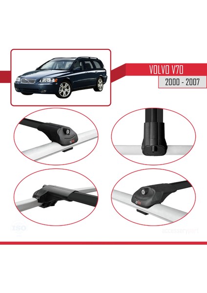 Volvo V70 2000-2007 Arası ile Uyumlu Ace-1 Ara Atkı Tavan Barı Siyah 3 Adet fırsatları