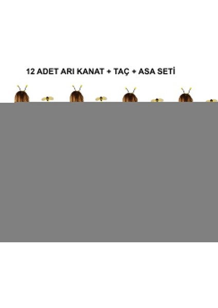 Okul Gösterileri Için Arı Seti 12 Adet - Taç, Kanat, Asa