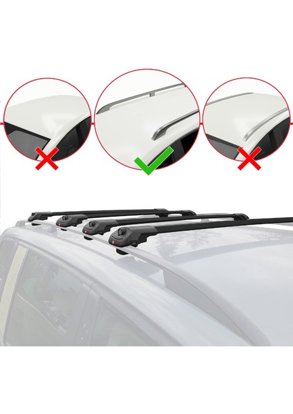 Toyota Highlander 2001-2007 Arası ile Uyumlu Ace-1 Ara Atkı Tavan Barı Siyah 4 Adet fiyatları