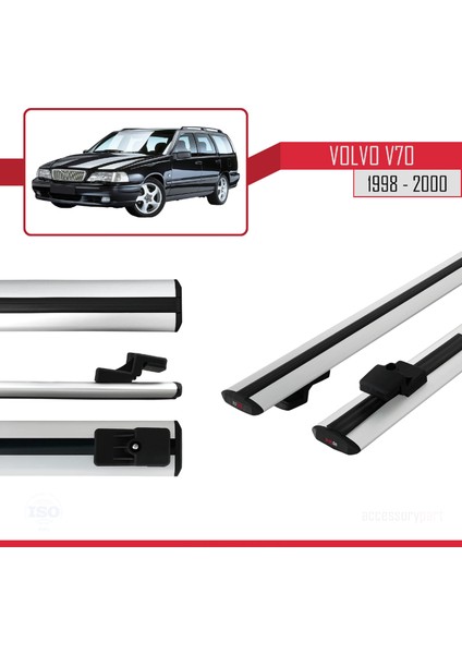 Volvo V70 1998-2000 Arası ile Uyumlu Basıc Model Ara Atkı Tavan Barı Gri 2 Adet modelleri