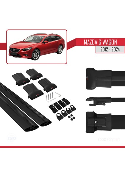 Mazda 6 Wagon 2012-2024 Arası ile Uyumlu Fly Model Ara Atkı Tavan Barı Siyah 2 Adet indirimleri