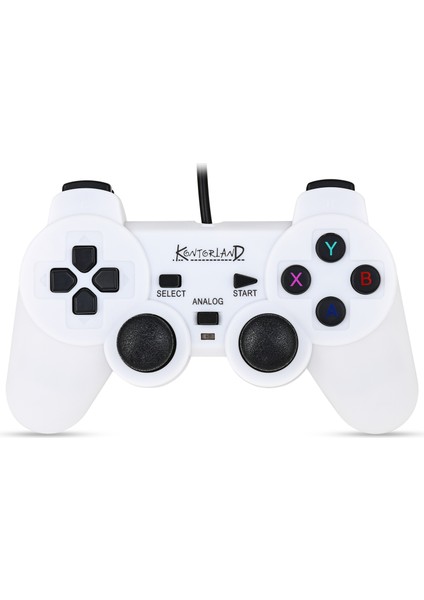 Kablolu Pc Gamepad – D-Input & X-Input Destekli Titreşimli USB Oyun Kolu Beyaz