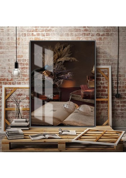 sevilen Mum Tablosu ve Püskül 2 |çerçeveli Temperli Cam Tablo Tekli Dikey