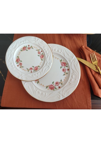 Inci Stoneware Pasta Takımı 12 Parça Servis ve Pasta Tabağı 6 Kişilik