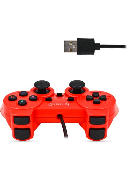 Kablolu Pc Gamepad – D-Input & X-Input Destekli Titreşimli USB Oyun Kolu Kırmızı