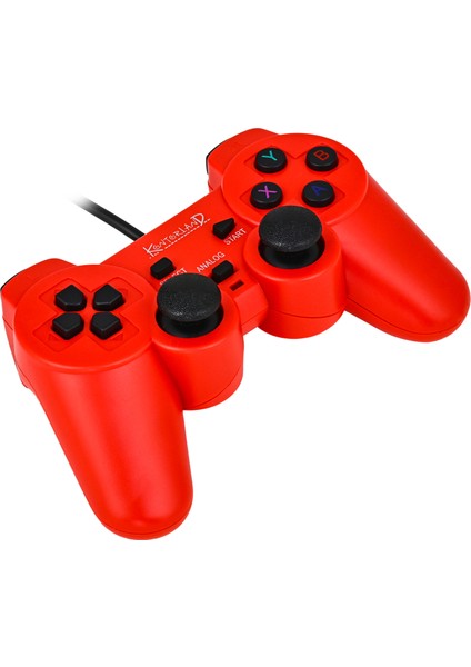 Kablolu Pc Gamepad – D-Input & X-Input Destekli Titreşimli USB Oyun Kolu Kırmızı