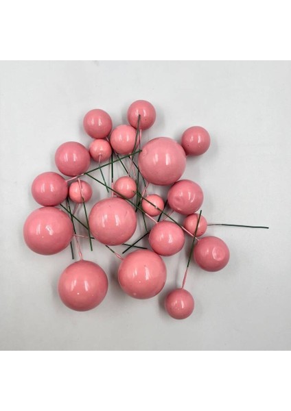 Pasta Üstü Dekorasyon Topları Pembe 20 Adet