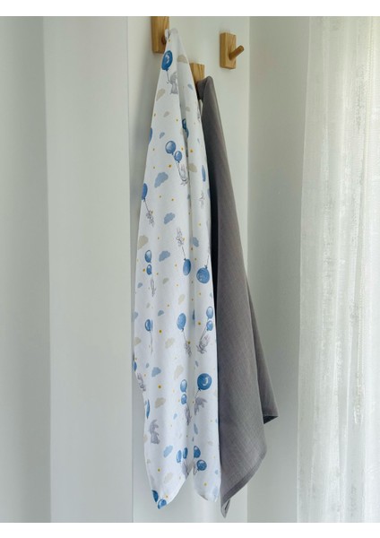 %100 Pamuk 2'li Müslin Bebek Battaniye Seti Oeko-Tex Sertifikalı Müslin Örtü 80 x 90 cm