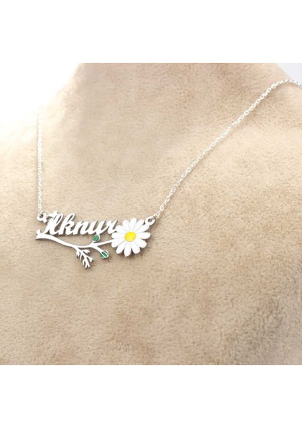 925 Ayar Gümüş İsme Özel Papatya Tasarım Kolye