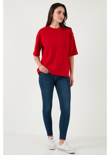 Streç Oversize Fit Bisiklet Yaka T Shirt Bayan T Shirt 5865911 fiyatları