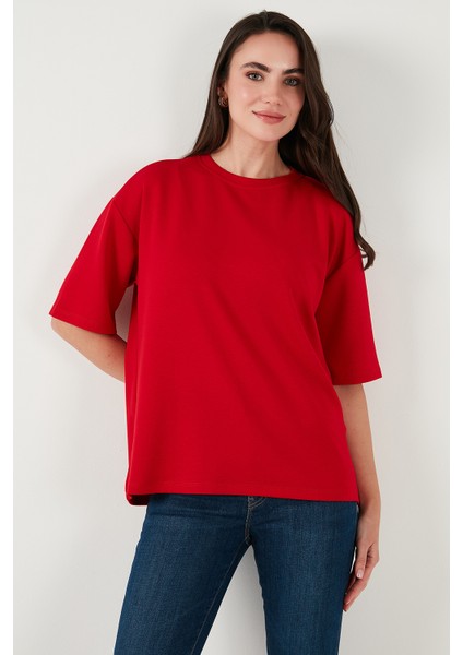 Streç Oversize Fit Bisiklet Yaka T Shirt Bayan T Shirt 5865911 indirimleri