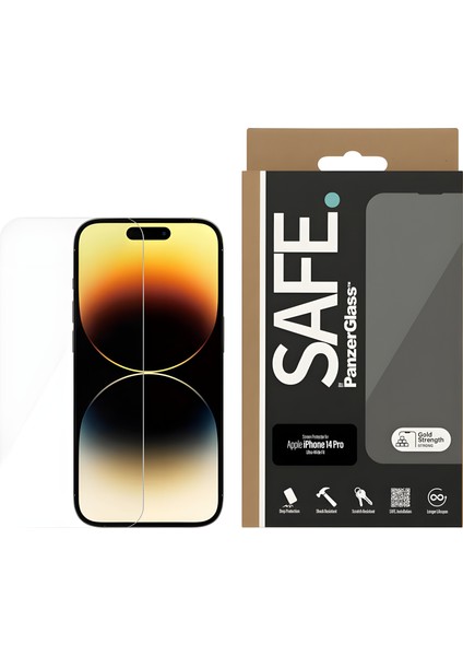 Safe Apple iPhone 14 Pro Uwf Şeffaf Cam Ekran Koruyucu