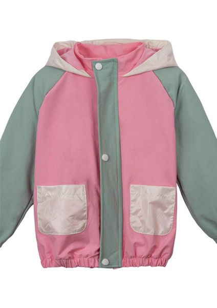 Kız Çocuk Laplant Kapüşonlu Yağmurluk Pembe