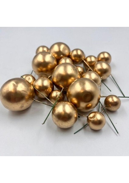 Pasta Üstü Dekorasyon Topları Gold 20 Adet