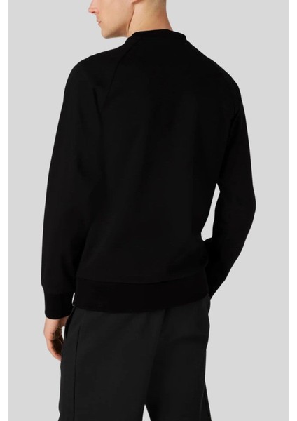 Relaxed Fit Uzun Kollu Logolu Erkek Sweatshirt Siyah