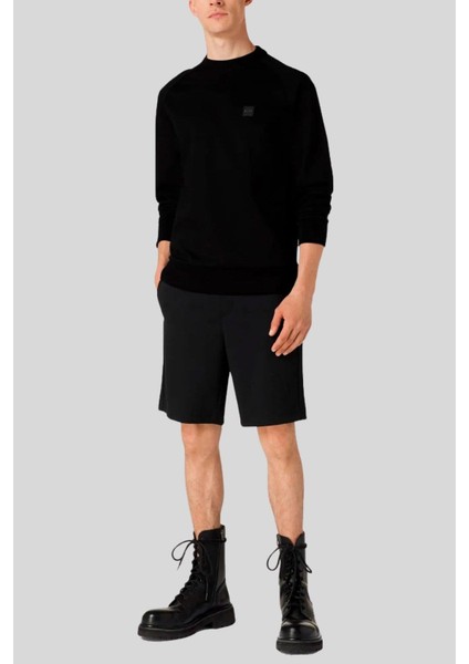 Relaxed Fit Uzun Kollu Logolu Erkek Sweatshirt Siyah