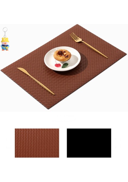 Dokuma Deri Placemat Otel Ev Masa Mat Yağ Geçirmez Kaymaz Isı Yalıtım Mat Kase Mat 4 Adet (Yurt Dışından)