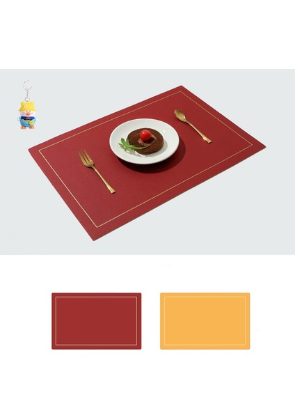 Dikdörtgen Altın Kenarlı Çift Taraflı Iki Renkli Deri Placemat Su Geçirmez Placemat Yağ Geçirmez Batı Placemat Çift Taraflı Deri Placemat 4 Adet (Yurt Dışından)