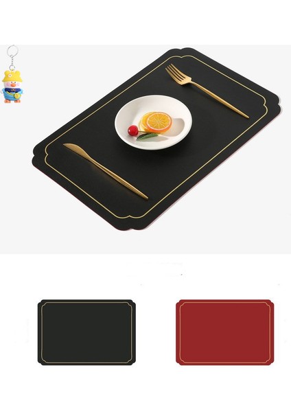Üst Düzey Üst Düzey Kase Pası,hafif Lüksçift Taraflıçift Renkli Komplek Set Dokulu Kavisli Placemat,altın Kenarlıderi 4 Parça (Yurt Dışından)