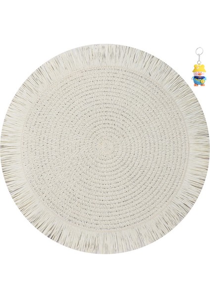 Püskül Kağıt Dokuma Placemat Düz Renkli Yuvarlak Dantel Isı Yalıtımı Anti- Placemat Düz Renkli Masa Mat Çevre Dostu Dekoratif Mat 6 Adet (Yurt Dışından)