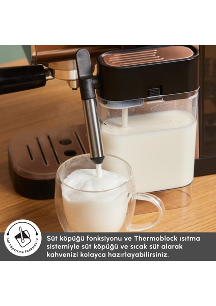 Mycaffee Barista S20 Entegre Süt Hazneli Otomatik Espresso ve Latte Makinesi Amber