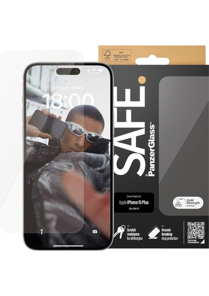 Safe Apple iPhone 16 Plus Uwf Şeffaf Cam Ekran Koruyucu
