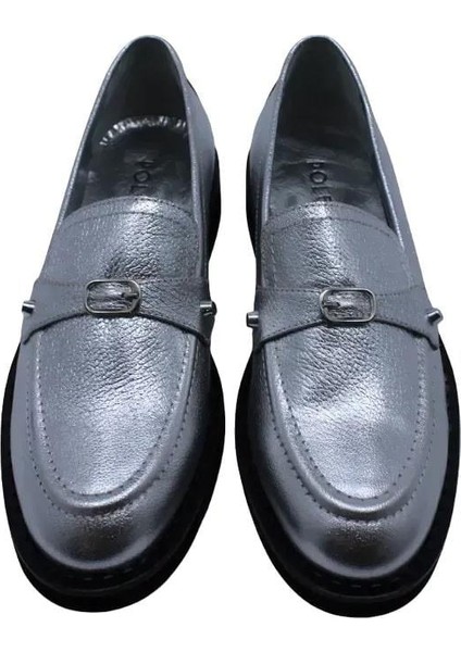 Deri Gumus Loafer Düz 780 18