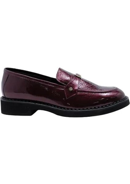Deri Bordo Loafer Düz 780 18