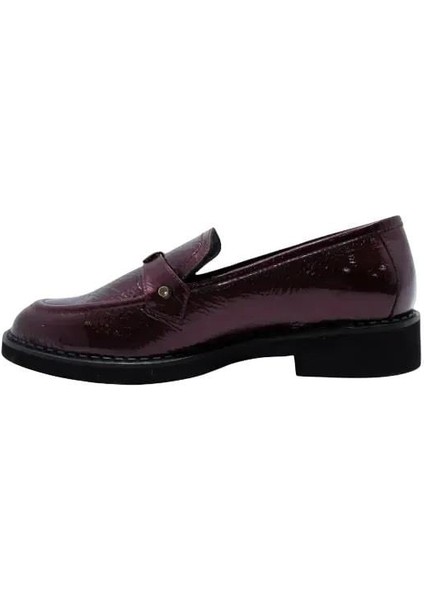 Deri Bordo Loafer Düz 780 18