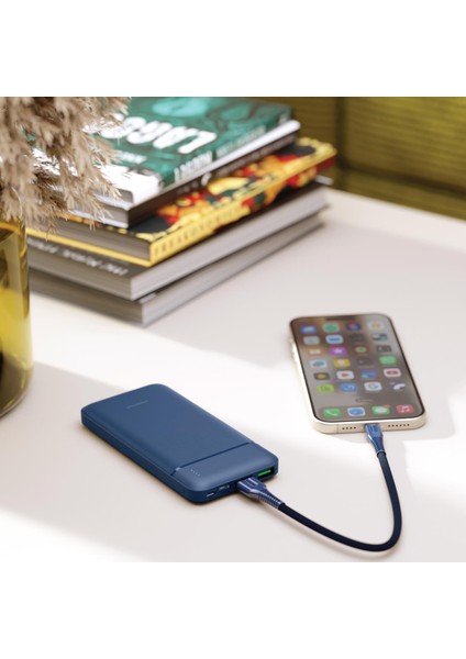 PBS123 10.000 Mah 1 Type-C 2 USB Çıkışlı Taşınabilir Şarj Cihazı Powerbank Navy
