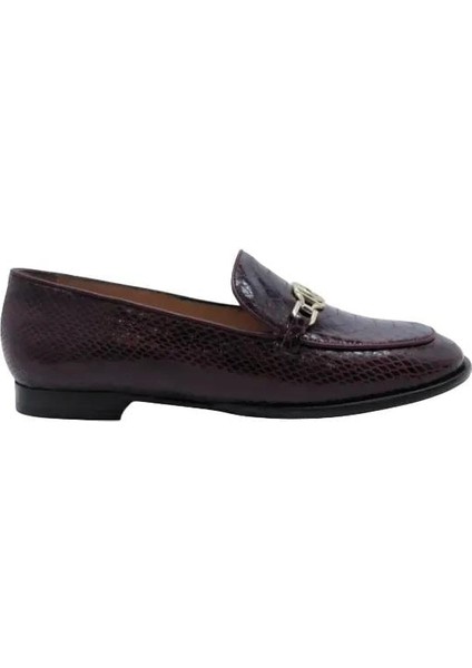 Deri Bordo Loafer Düz 04 2016 72