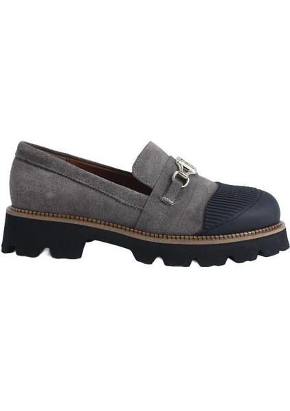 Deri Grı Loafer Düz 02 318 05
