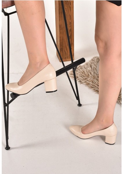 Side Kadın Bej Cilt 5 Cm Topuklu Ayakkabı fırsatları