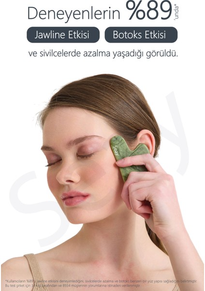 Yeşim Taşı Kalp Gua Sha Yüz Masaj Aleti Doğal Taş