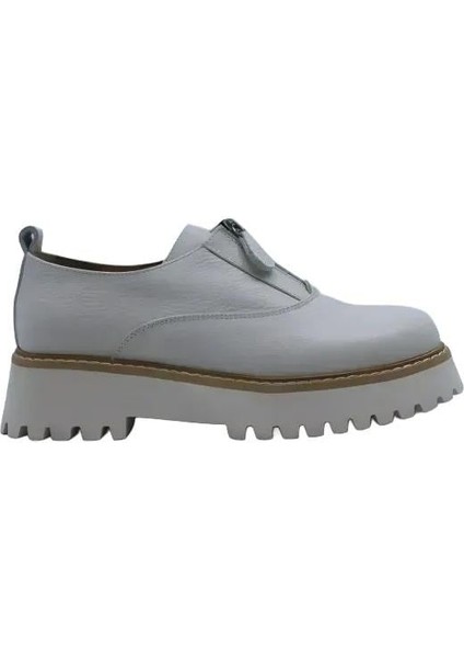 Deri Krem Loafer Düz 04 5741