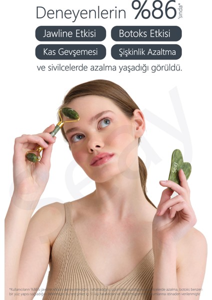 Yeşim Face Roller & Kalp Guasha Yüz Masaj Taşı Takımı Yüz Masaj Aleti Premium fiyatları