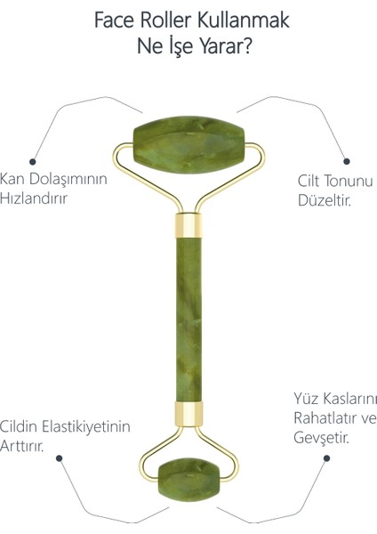 Yeşim Face Roller & Kalp Guasha Yüz Masaj Taşı Takımı Yüz Masaj Aleti Premium