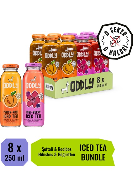 Saçma İyi Soğuk Çay Hero İkilisi! Peach-Rooi, Hibi-Berry Cam 250 ml 8 Adet