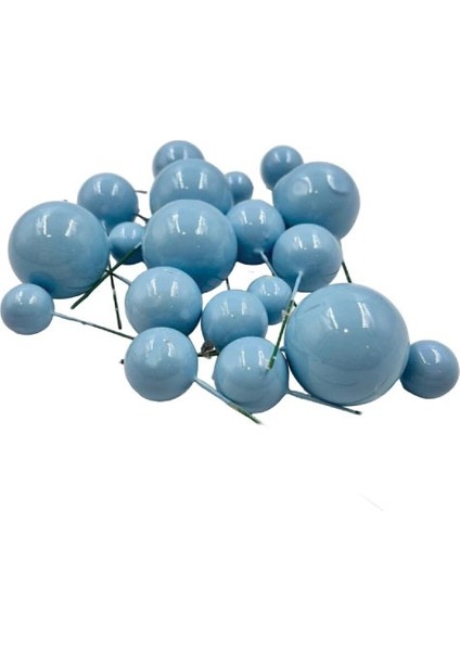 Pasta Üstü Dekorasyon Topları 20 Parça Mavi