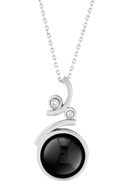 925 Ayar Gümüş Oniks Taşlı Tasarım Kolye indirimleri