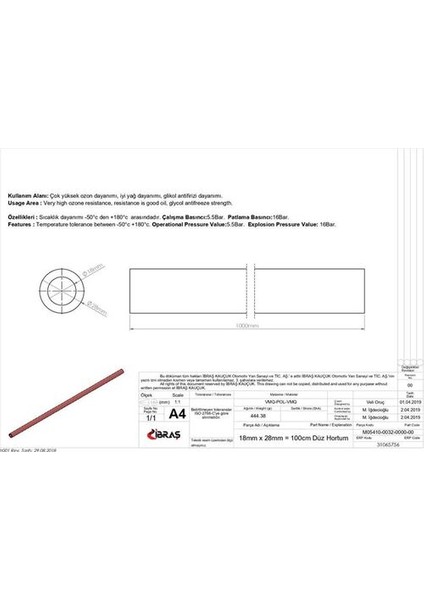 Ibras 65756 3 Kat Polyesterli Silikon 18MM Düz Hortum 1 mt