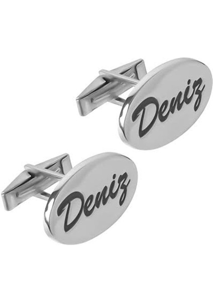 Kol Düğmesi Oval Model Gümüş
